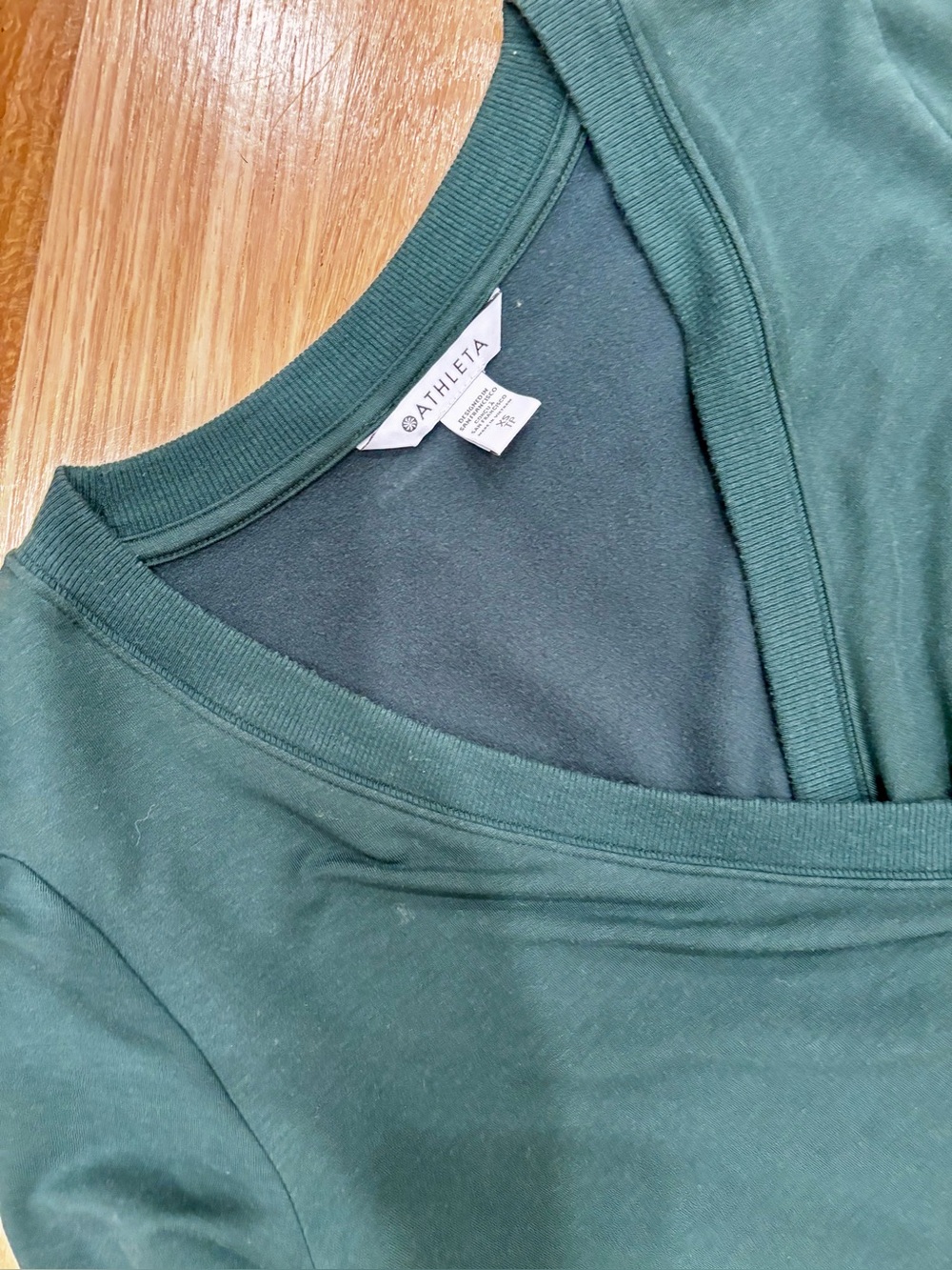 Athleta Deep Green V-Neck Pullover Recharge Sweatshirt